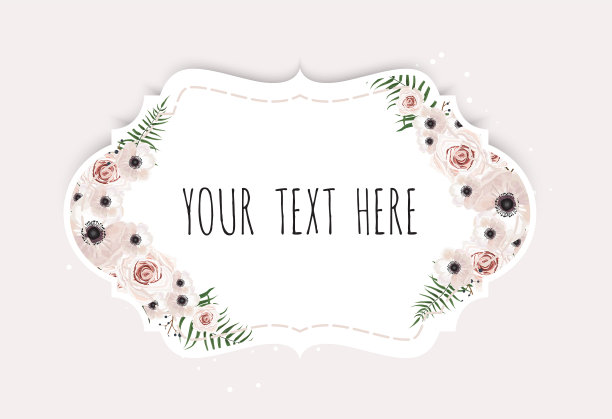 复古标签与花卉框架边界与副本图片下载