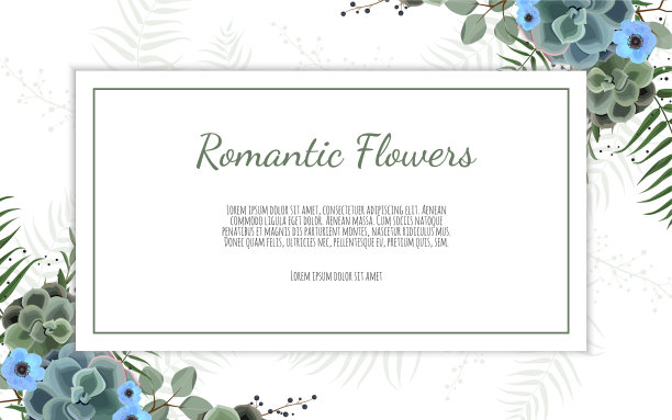 卡片与树叶和鲜花花海报图片下载