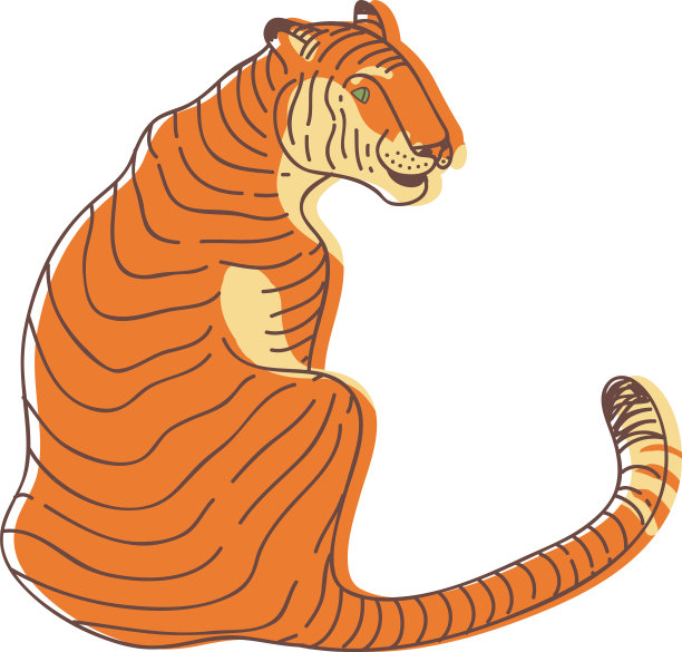 手画坐虎背设计图片下载