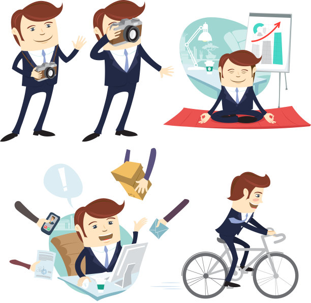 穿着西装做瑜伽的滑稽商人图片下载