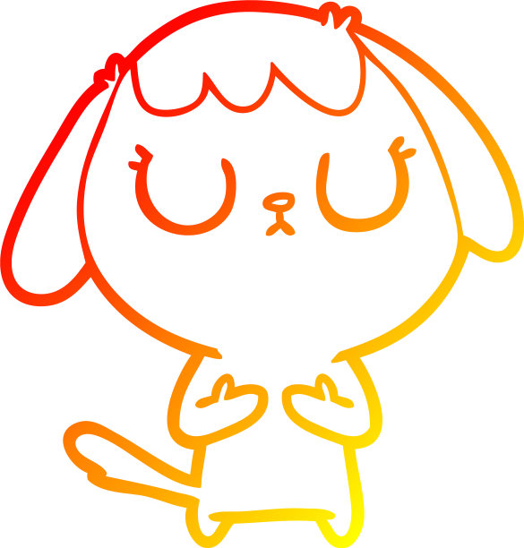 温暖的梯度线画可爱的卡通狗图片下载