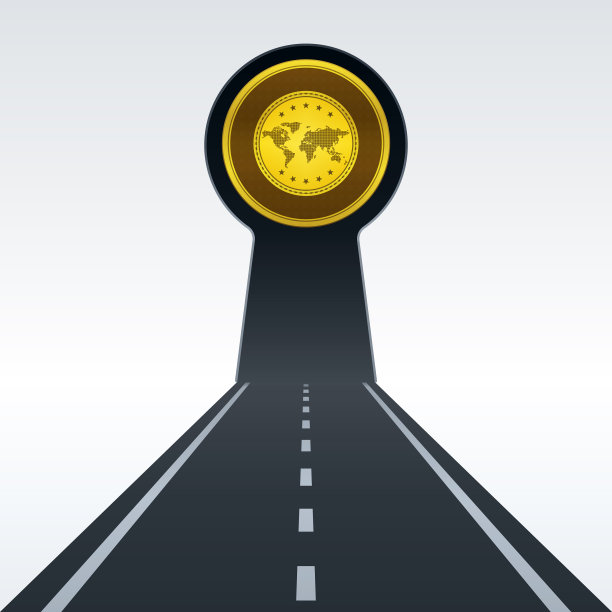 路的尽头有金色和钥匙孔形状图片下载