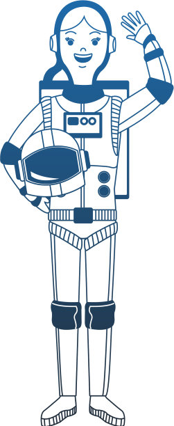 女宇航员卡通蓝线图片下载