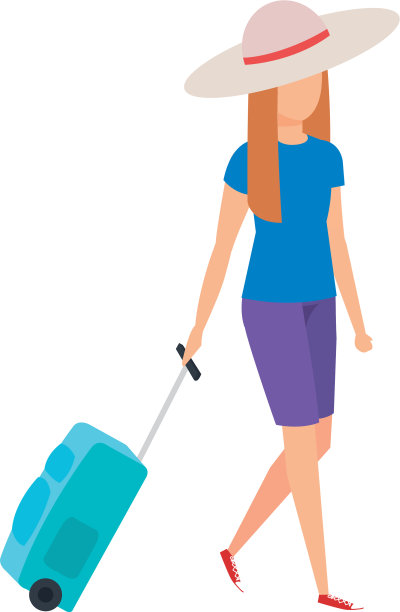 美丽的旅游女孩与手提箱性格图片下载