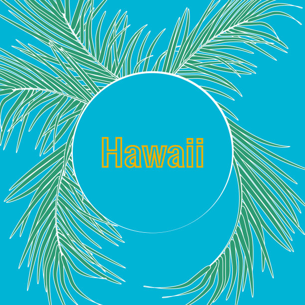 热带棕榈叶和书法夏威夷图片下载