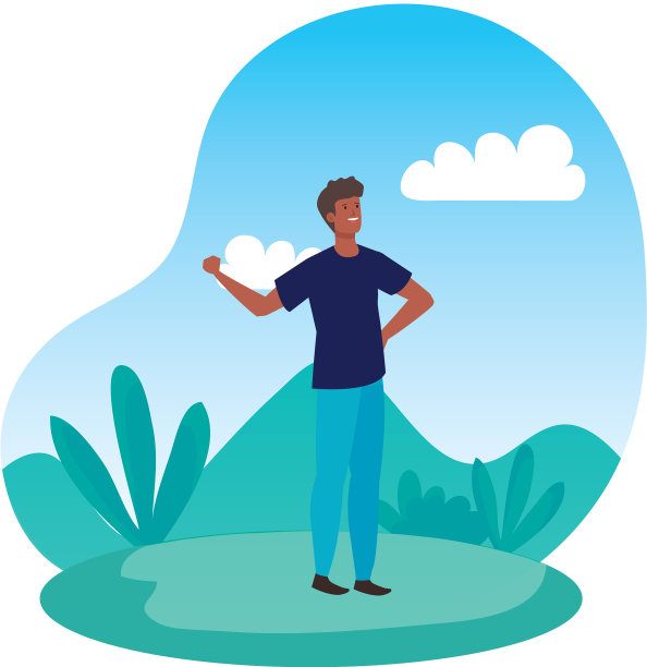 快乐的年轻非洲人在风景图片下载