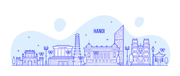 河内天际线越南城市建筑线形图片下载