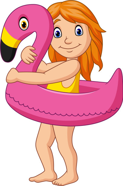 穿着泳衣的卡通小女孩图片下载