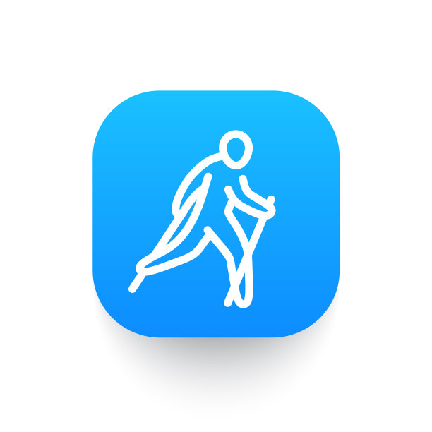 北欧行走图标在线性风格的蓝色之上图片下载