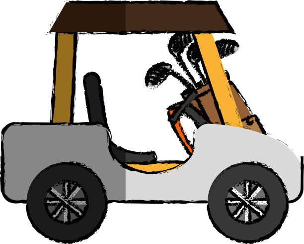 高尔夫球车孤立图标图片下载