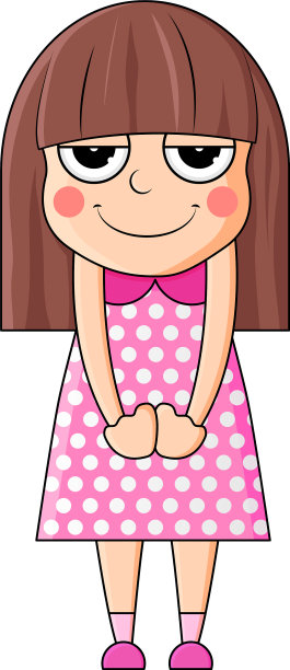 可爱的卡通女孩，有欣赏的情感图片下载