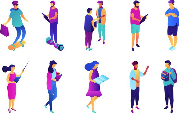 学生和商业人士等距3d图片下载