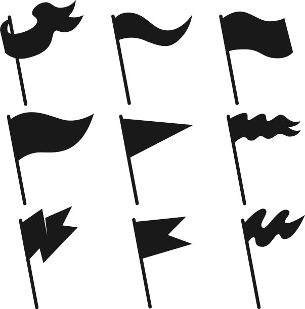 设置复古旗帜图标设计元素图片下载