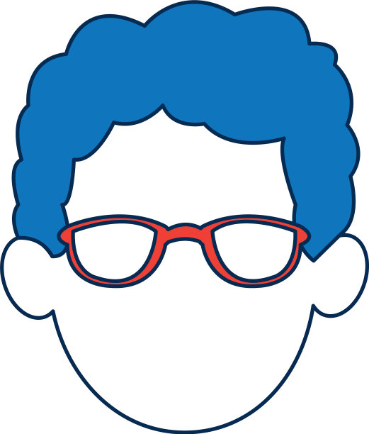 一个戴眼镜的无脸男子，蓝头发，白衣图片下载