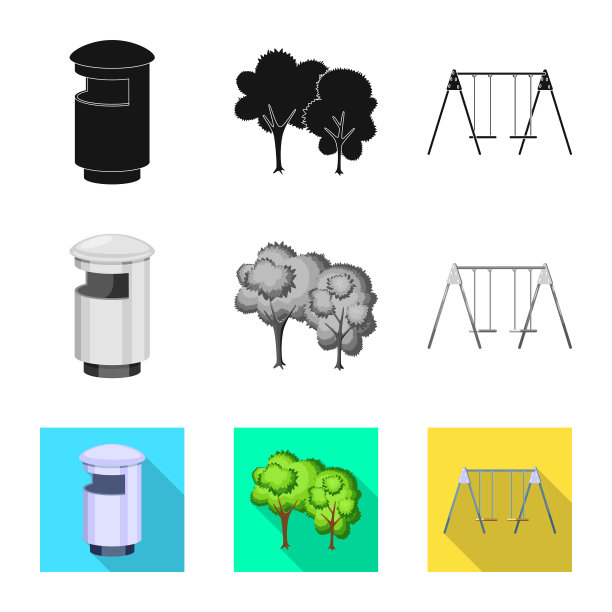 孤立的对象城市和街道图标图片下载