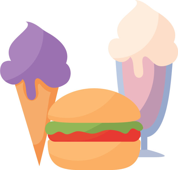 汉堡与冰淇淋孤立图标图片下载