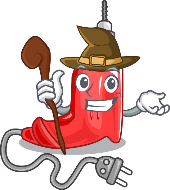 巫婆电钻与吉祥物隔离图片下载