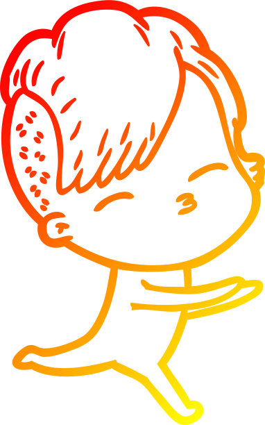 暖梯度线画卡通女孩在连体衣图片下载