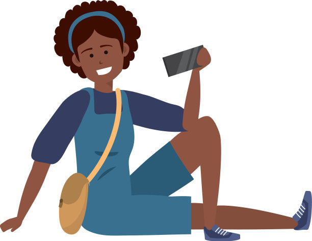 千禧一代学生坐在智能手机上浏览网页图片下载