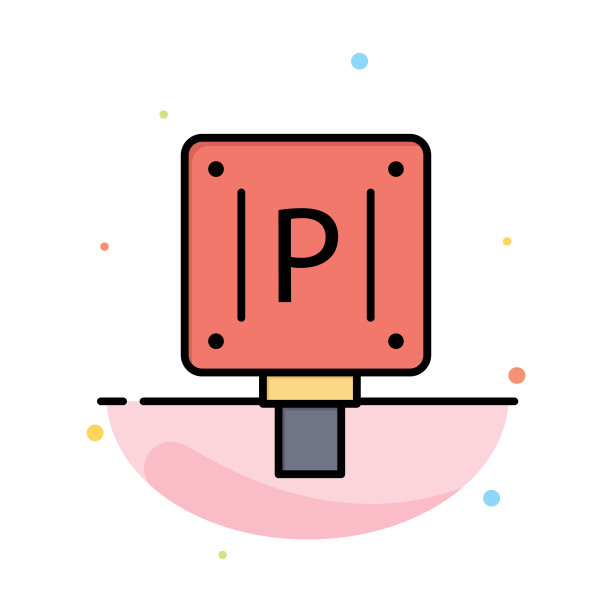 停车板标志酒店抽象平面颜色图标图片下载