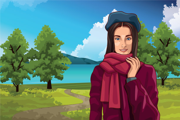 波普艺术年轻女子卡通图片下载