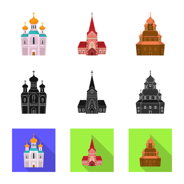 崇拜和寺庙图标设置图片下载