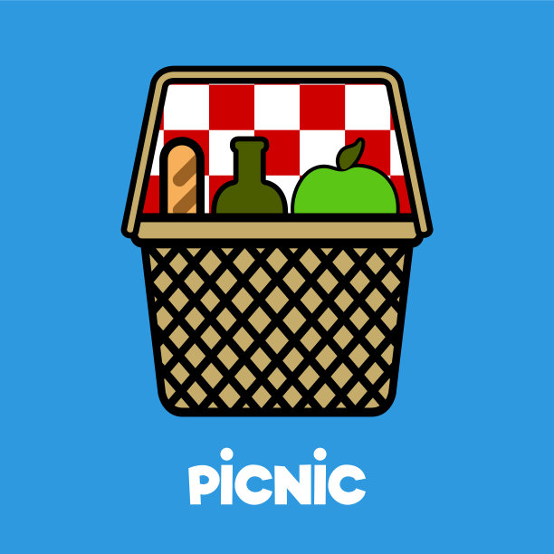 孤立的野餐篮图片下载