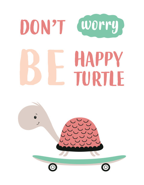 可爱的乌龟在滑板上图片下载