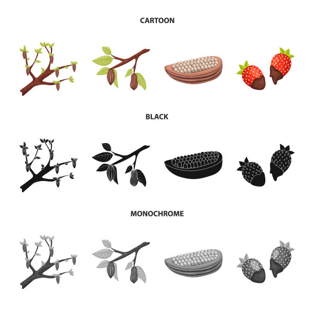 孤立对象的食物和美味的标志集图片下载