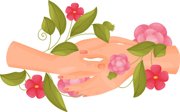 两只手结合在一起，用树叶和图片下载