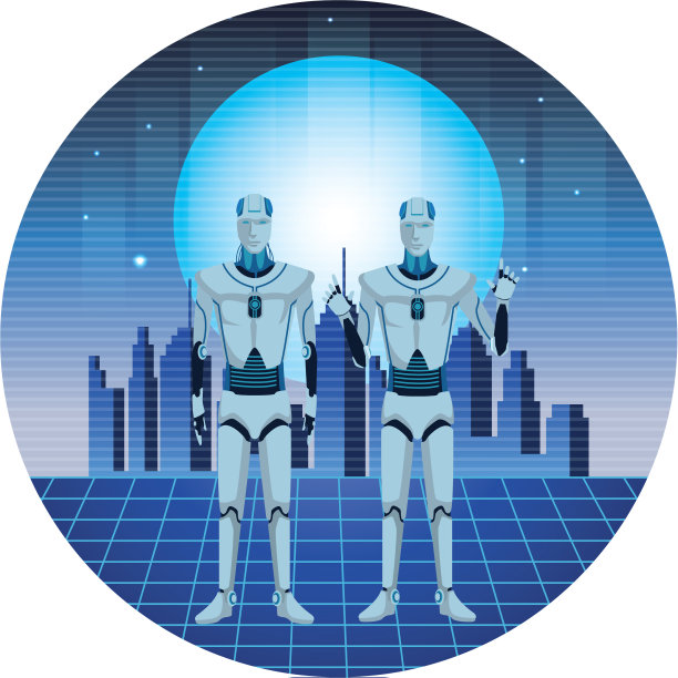 人形机器人化身圆形图标图片下载