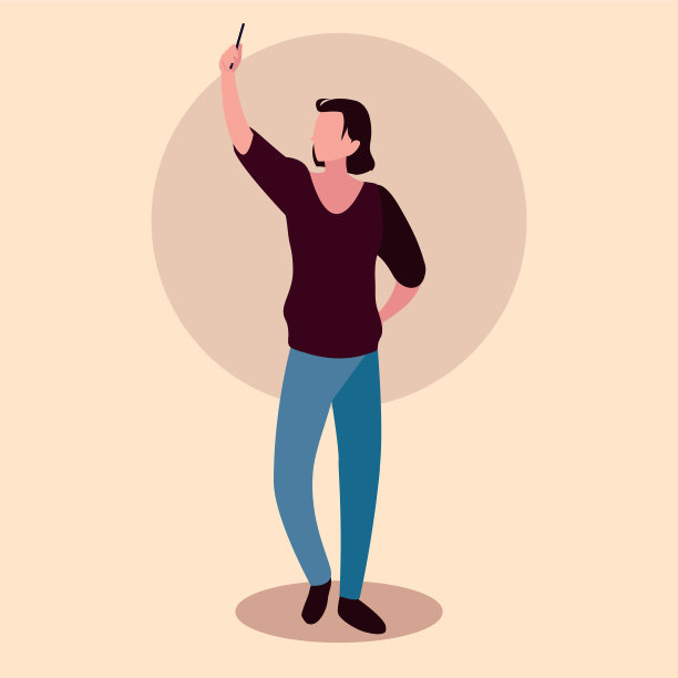 一名年轻人用智能手机自拍图片下载