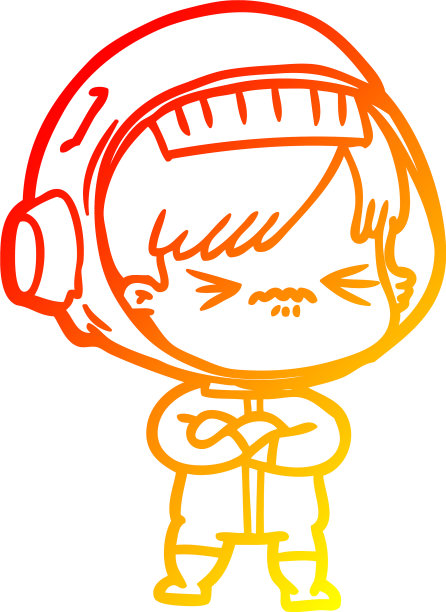 温暖的梯度线画卡通宇航员女人图片下载