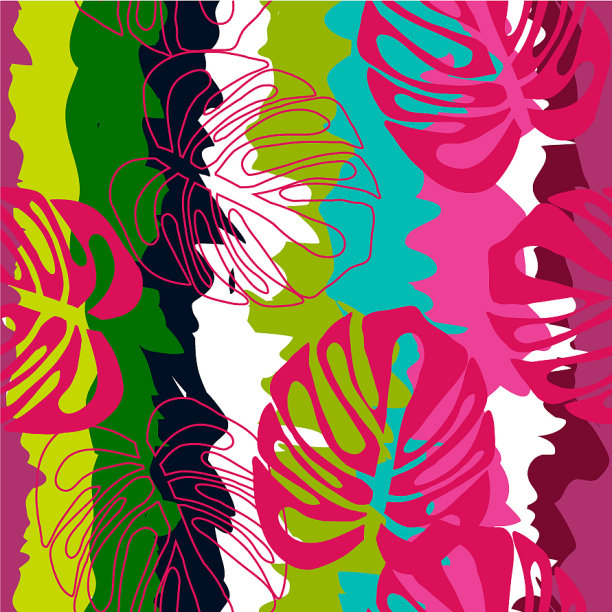 热带花卉民族风格条纹背景图片下载