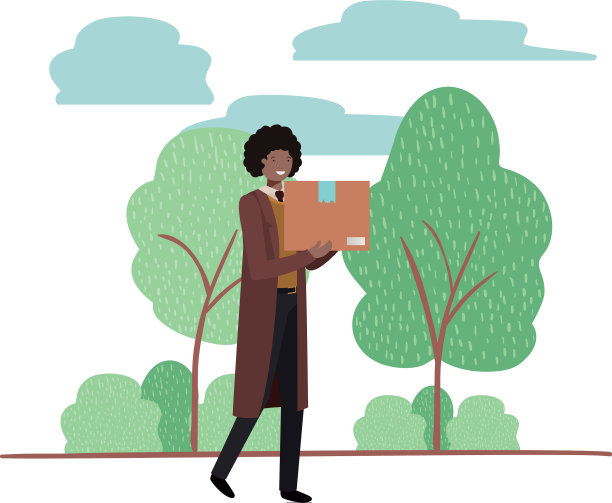 人与纸板盒在景观化身图片下载