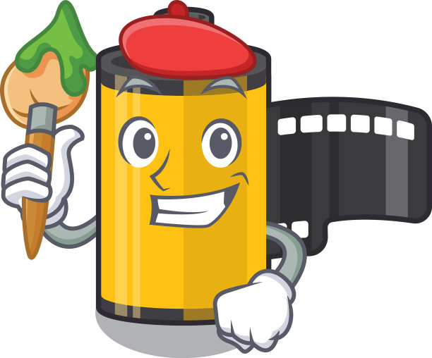 吉祥物造型的艺术家相机卷图片下载