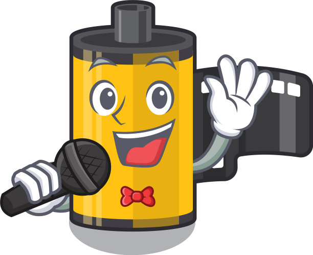 唱歌的相机卷在木制的卡通桌子上图片下载