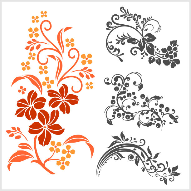 一套花卉元素的设计图片下载