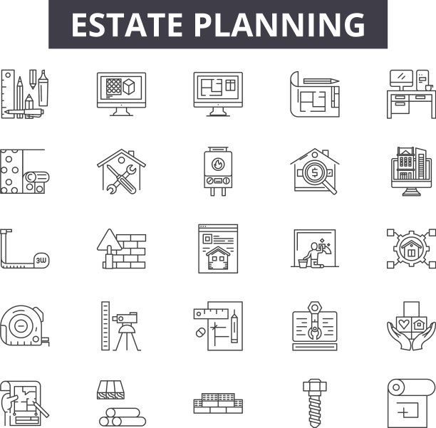 遗产规划线图标标志集图片下载