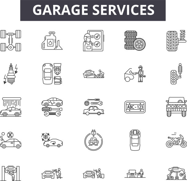 车库服务线图标标志设置图片下载