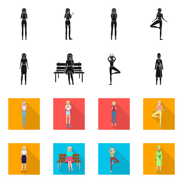 孤立的对象姿态和情绪图标图片下载