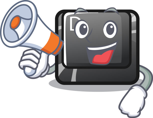 电脑吉祥物上有扩音器按钮d图片下载