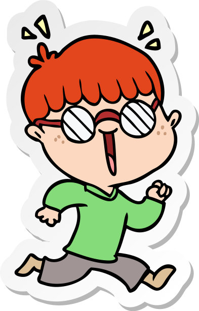 一个卡通跑男孩的贴纸图片下载