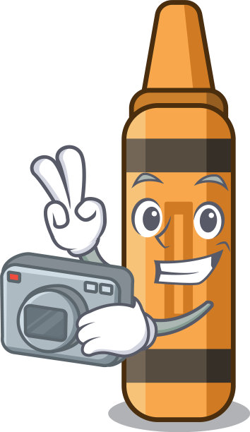 摄影师橙色蜡笔卡通形状图片下载