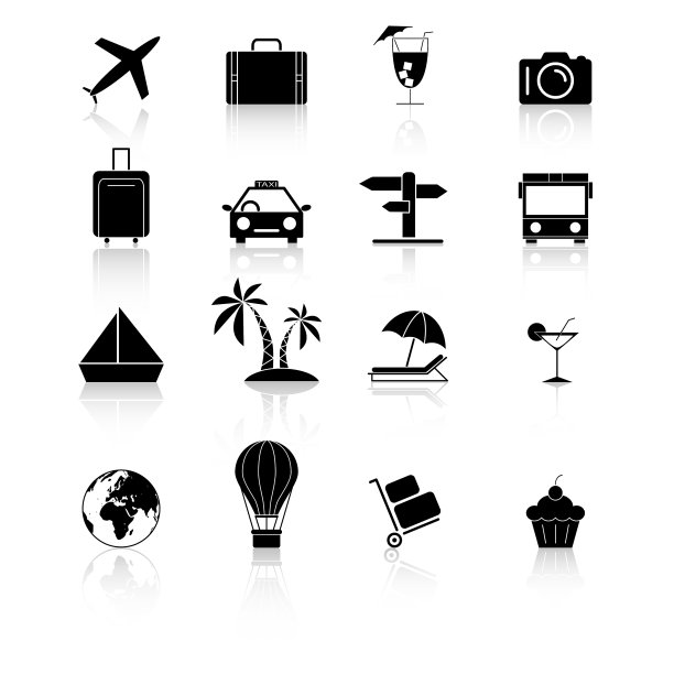 设置旅游假日黑色图标反射图片下载