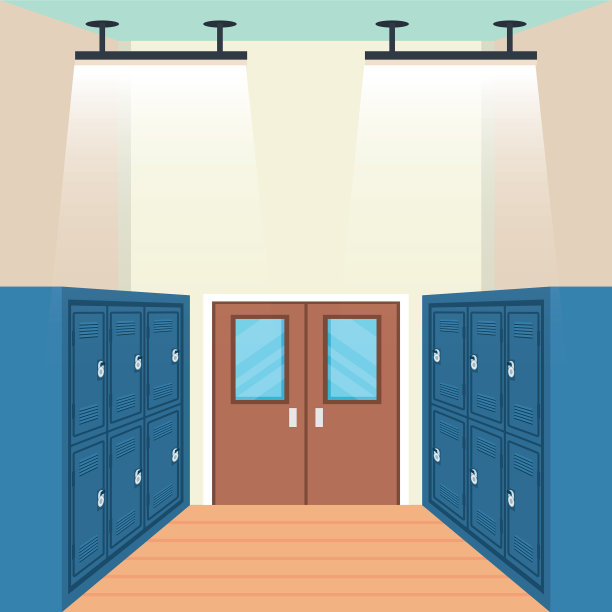 在学校走廊设置储物柜图片下载