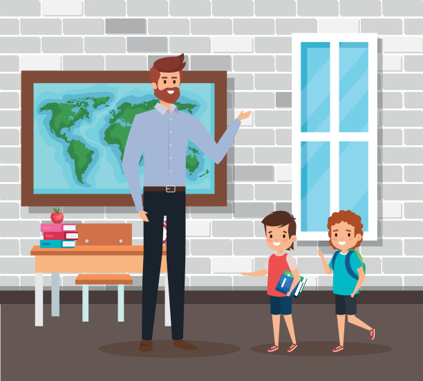 男老师与学生在学校的场景图片下载