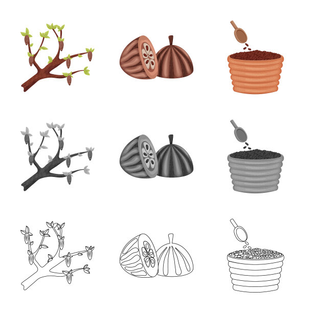 孤立对象食物和美味的标志集图片下载