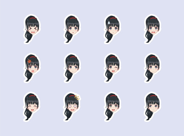 设定情感贴纸头动漫漫画女孩图片下载