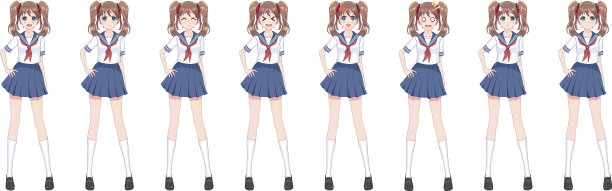 动漫女学生穿着水手服蓝色裙子图片下载